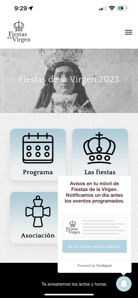 Campana avisos mensajes push